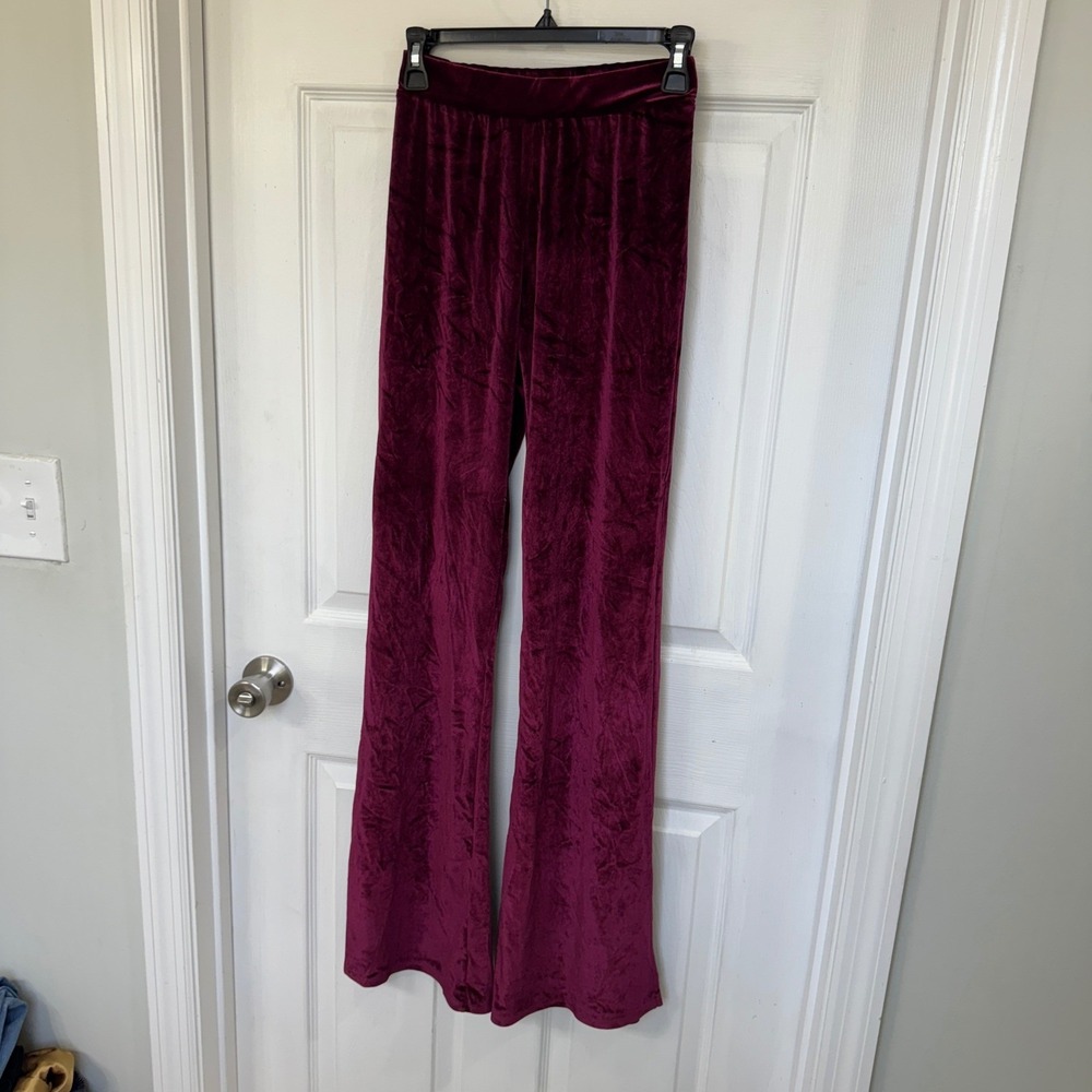 Lucy In the Sky Burgundy Maroon Velvet Pants Womens Small
